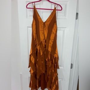 ASOS copper/ brown satin midi dress